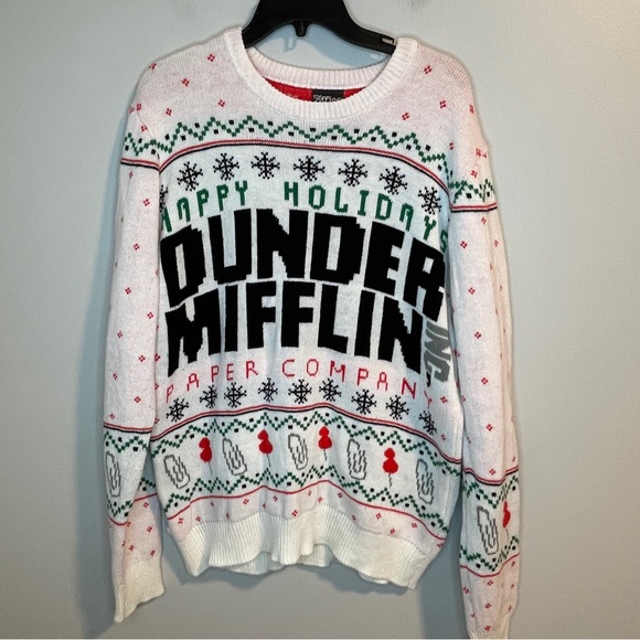 The Office Dunder Mifflin Ugly Christmas Sweater L Paper Company - Picture 1 of 4